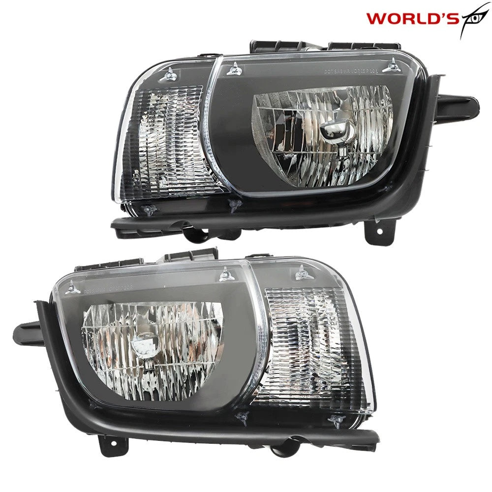 Pair of Halogen Headlights for Chevy Camaro (2010–2013) Black Housing