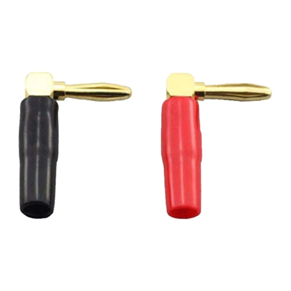 Set of 2 90 Degree L Type Banana Connectors 4mm for Speaker Wiring
