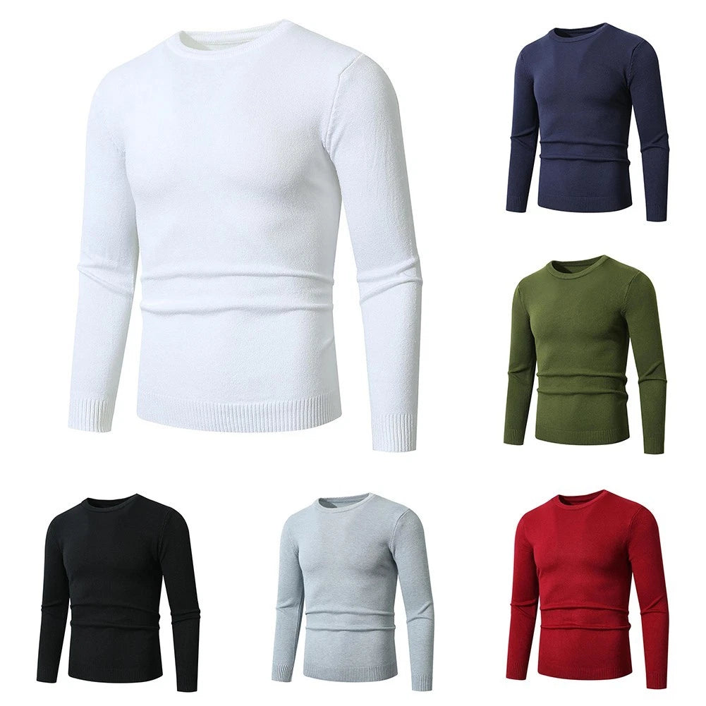 Slim Fit Round Neck Sweater for Men (Casual Knitwear)
