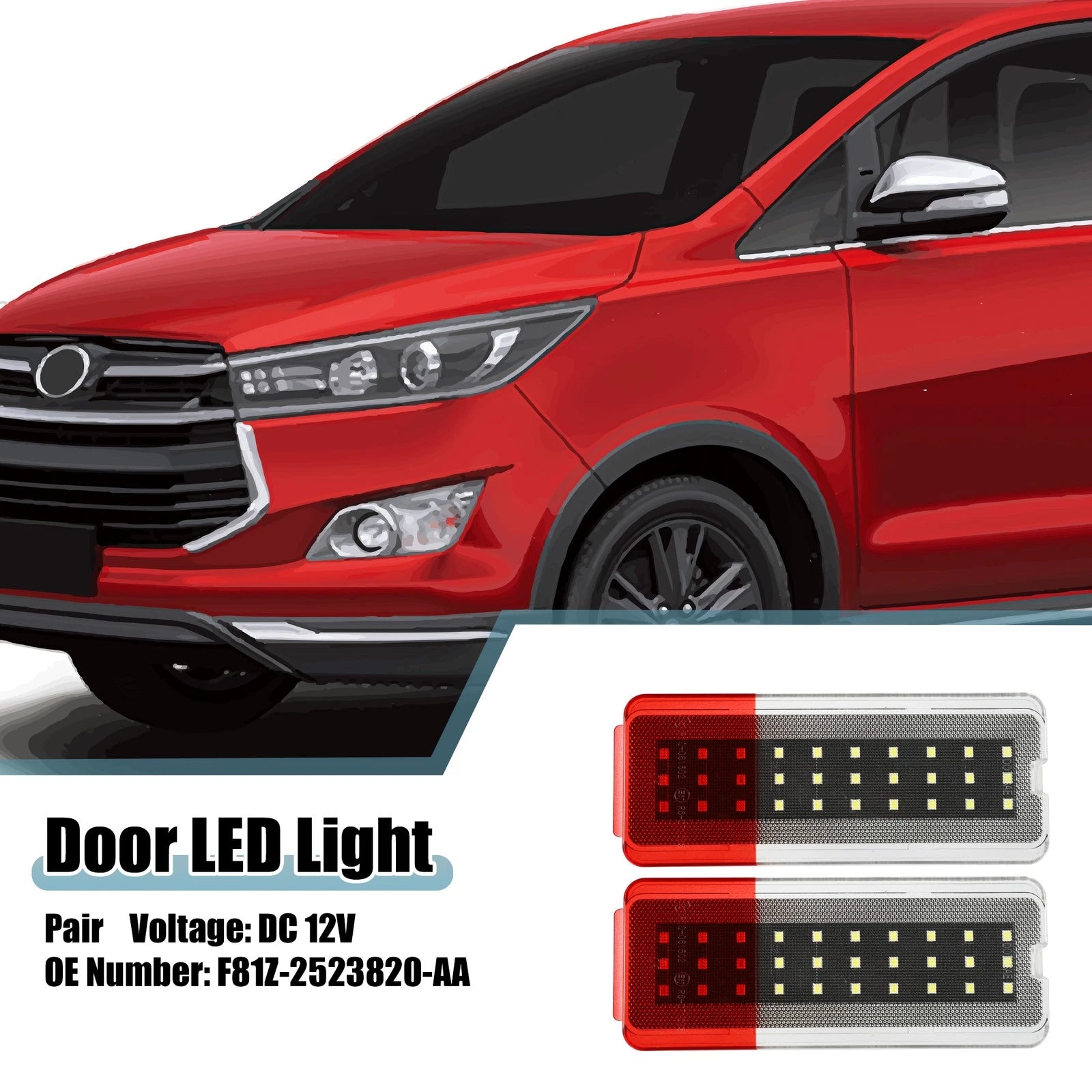 2X LED Door Light Reflector for Ford (F81Z-2523820-AA)