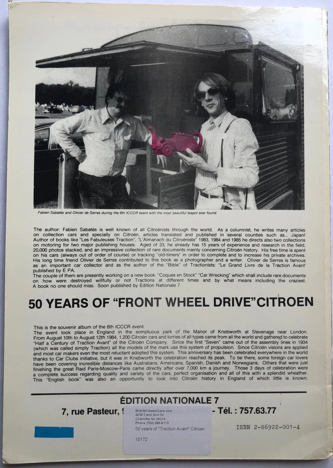Citroen Traction Avant Commemorative Book for Citroen Traction Avant (1934-1957)