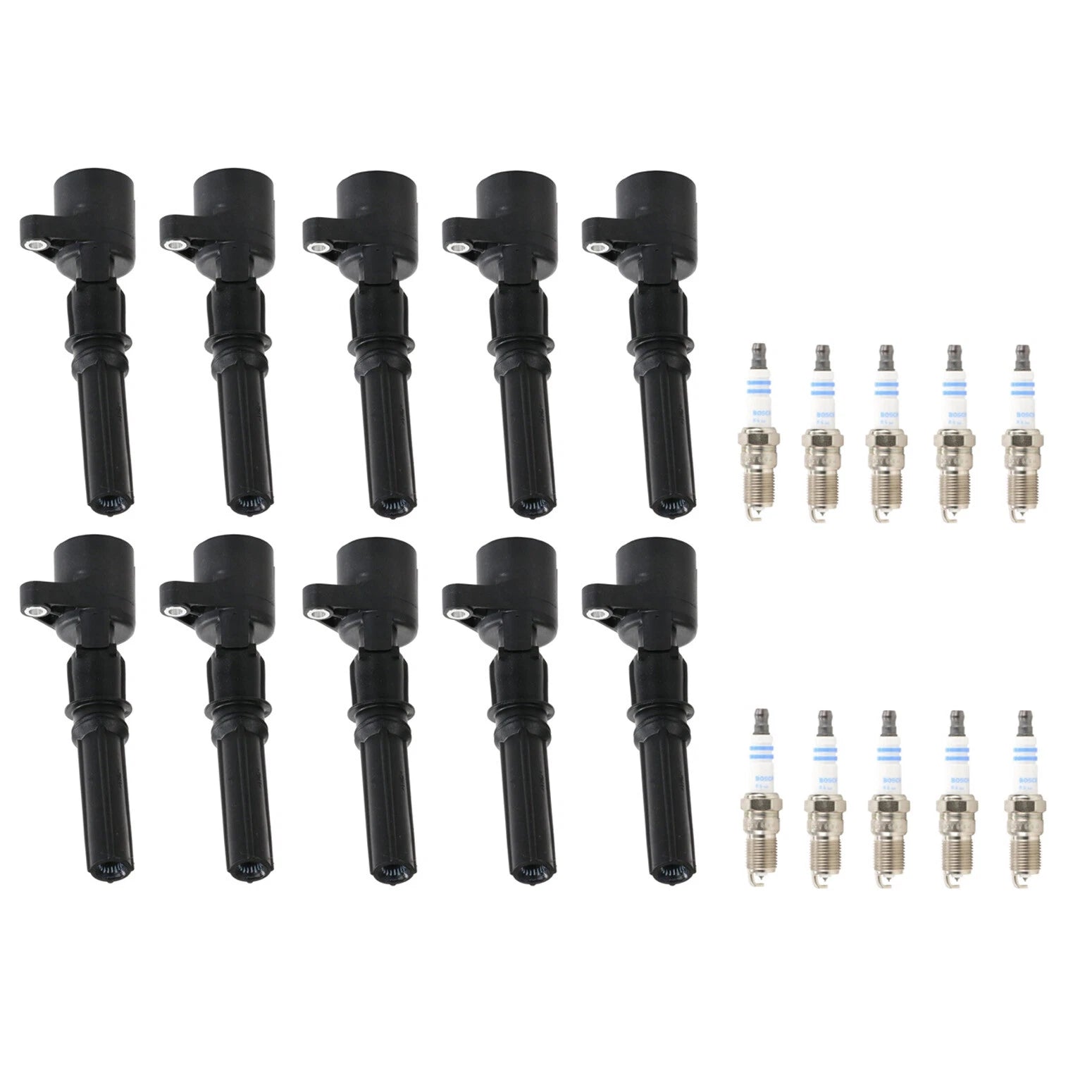 Set of 10 Ignition Coils & 10 Spark Plugs for Ford 6.8L