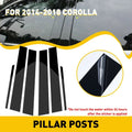 Black Window Pillar Posts Door Trim Cover for Toyota Corolla (2014–2018)