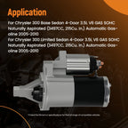 Starter Motor for Chrysler 300 Limited 3.5L (2005–2010) 04608800AD 1.2KW