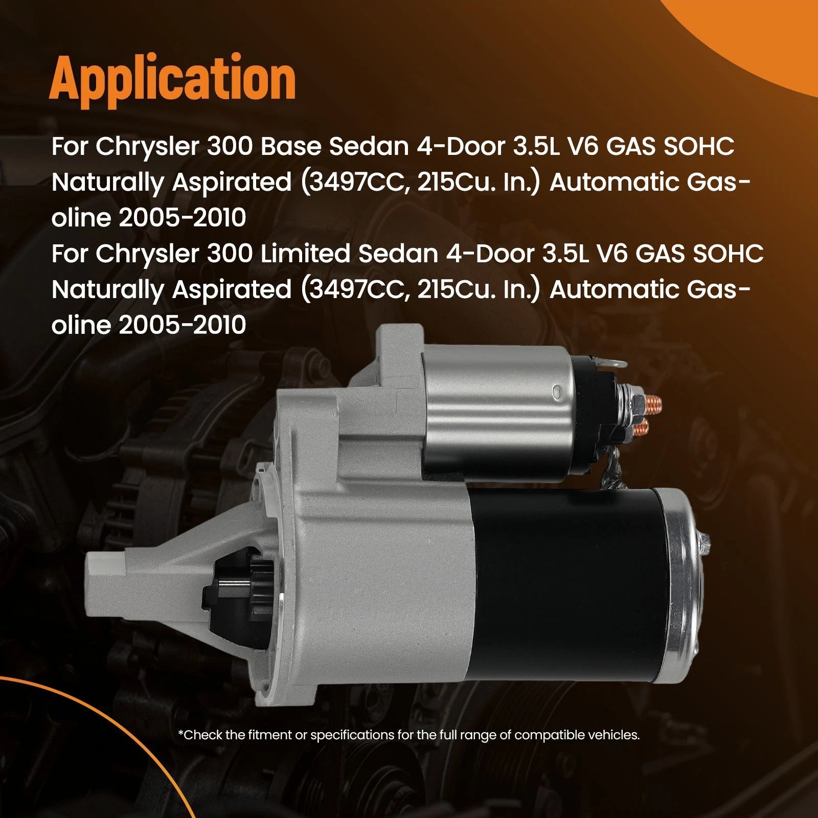 Starter Motor for Chrysler 300 Limited 3.5L (2005–2010) 04608800AD 1.2KW