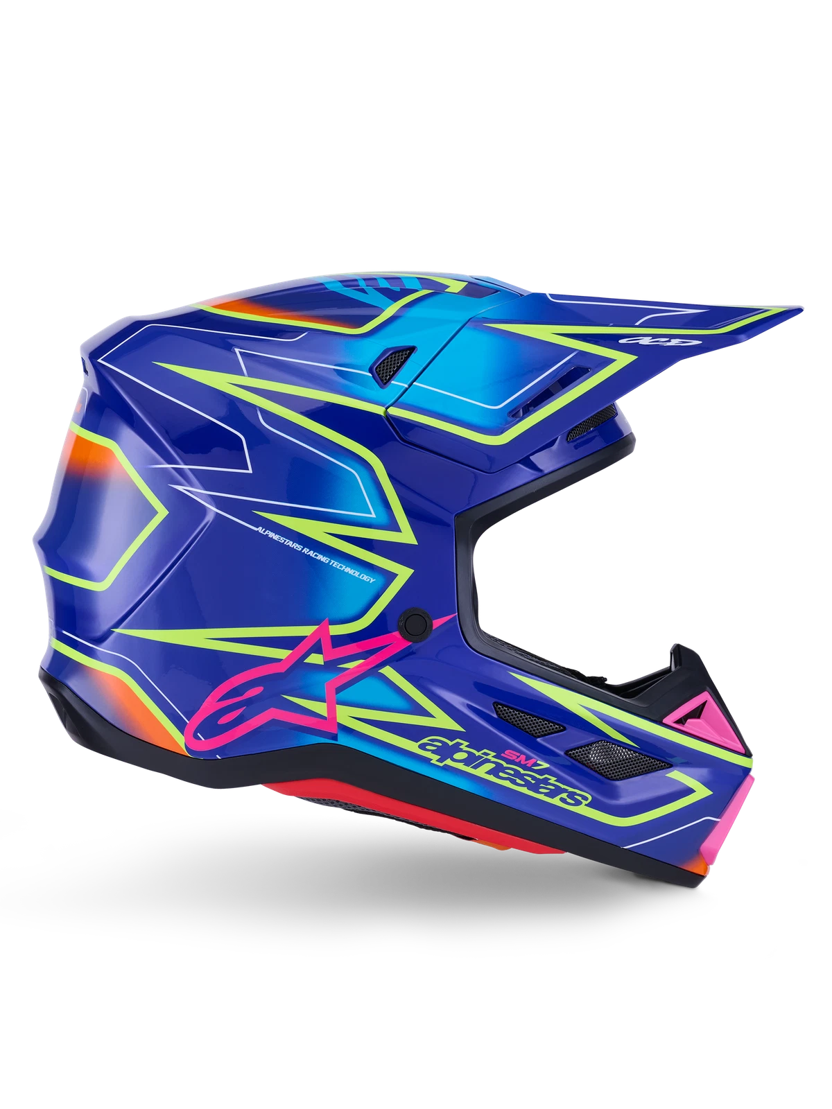 Alpinestars SM7 Offroad Helmet for Medium Size (Blue/Pink/Yellow Fluo)