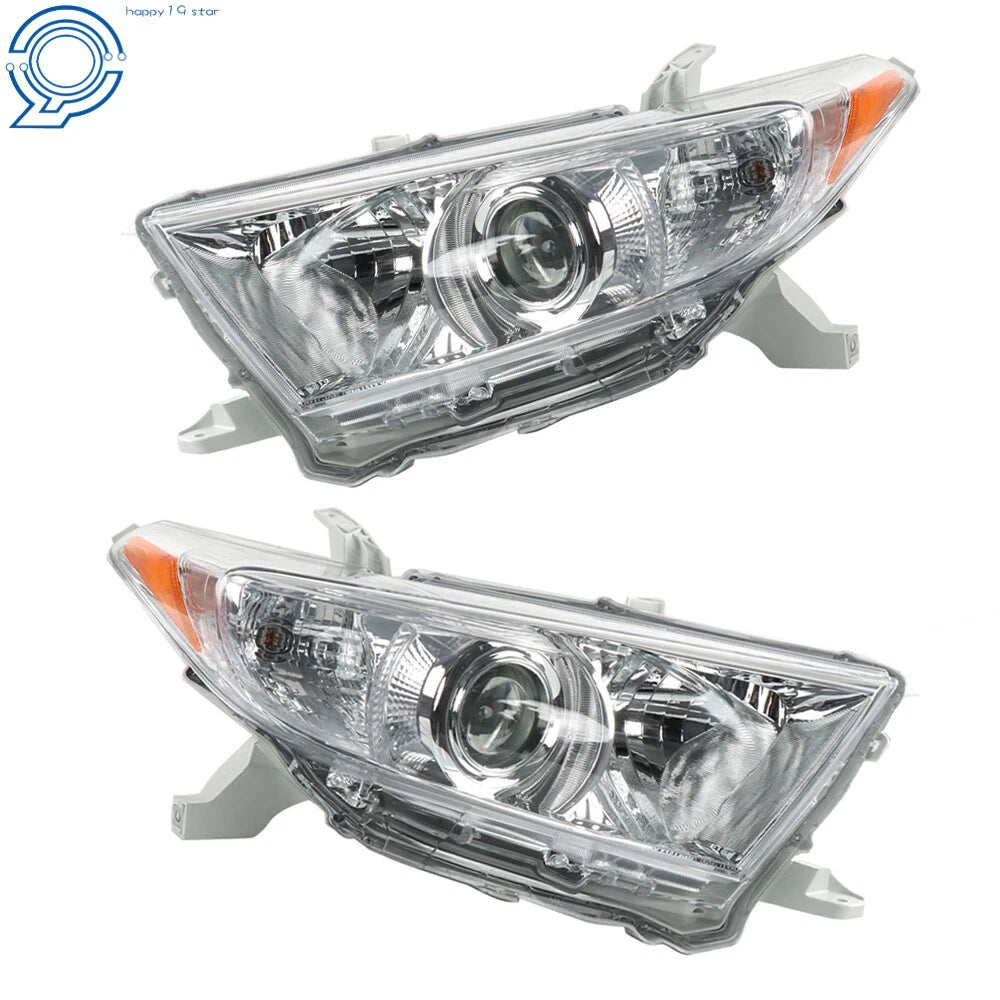 Halogen Headlight Set for Toyota Highlander (2011–2013) Left + Right Chrome