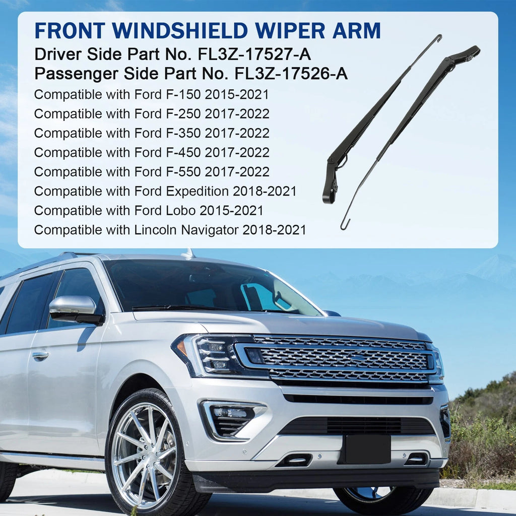 Pair Front Windshield Wiper Arms for Ford F150 Expedition Super Duty (2015-2023)