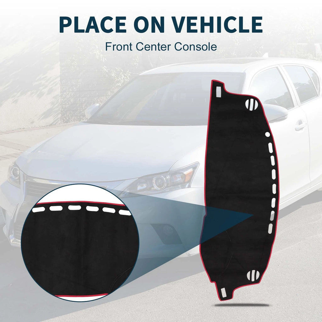 Dashboard Cover Mat for Lexus CT 200H (2011–2019) Sun Protector Black Red