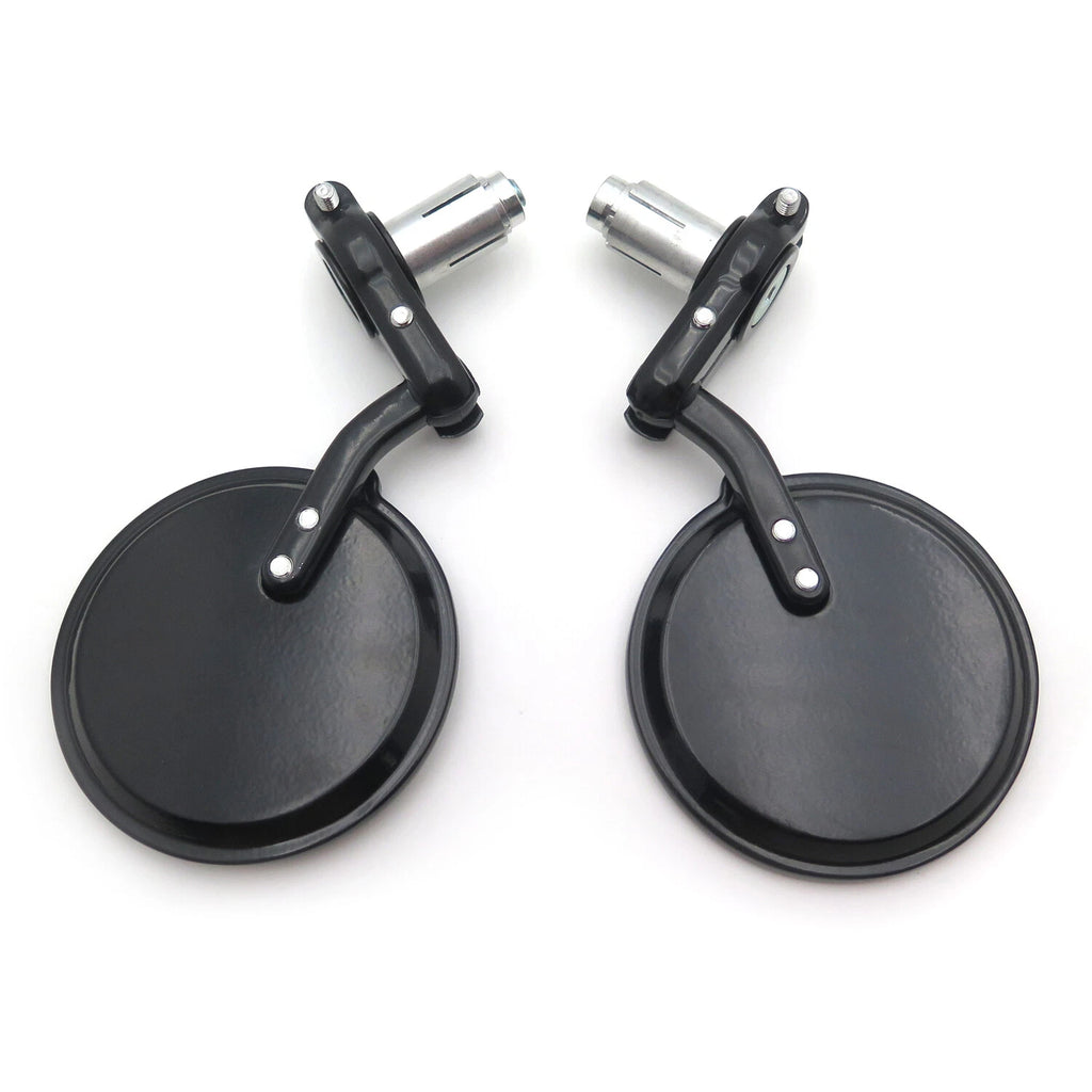 Set of 2 Black Foldable Round 1" 25mm Handle Bar End Side Mirrors