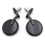 Set of 2 Black Foldable Round 1" 25mm Handle Bar End Side Mirrors