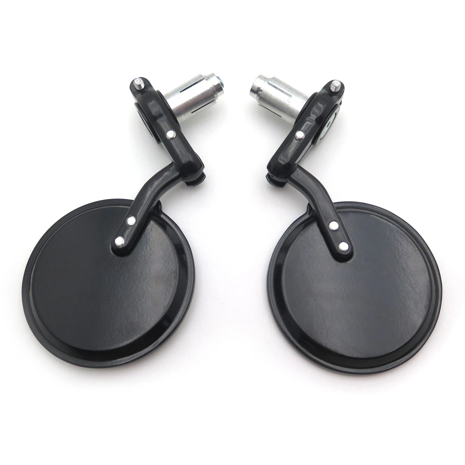 Set of 2 Black Foldable Round 1" 25mm Handle Bar End Side Mirrors