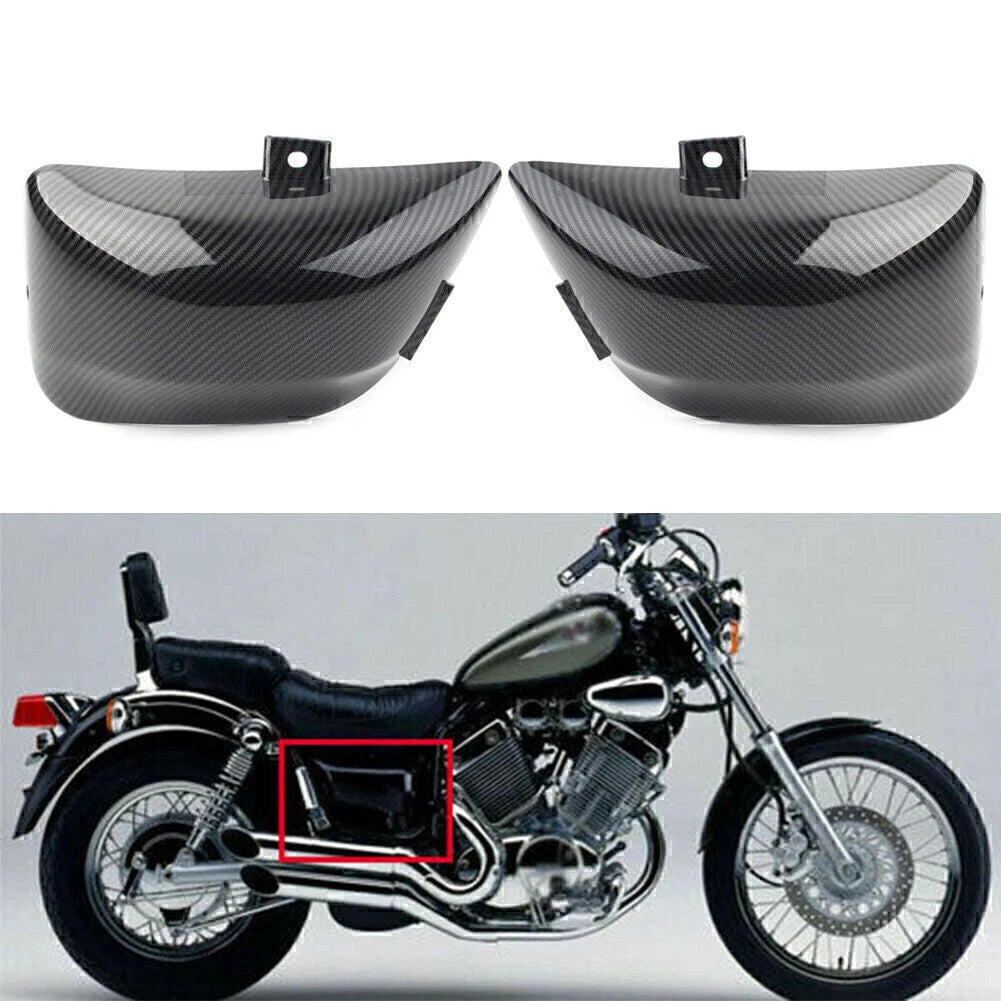 2X Carbon Fiber ABS Fairing Side Battery Cover for Yamaha Virago 400 500 (1986–1999)