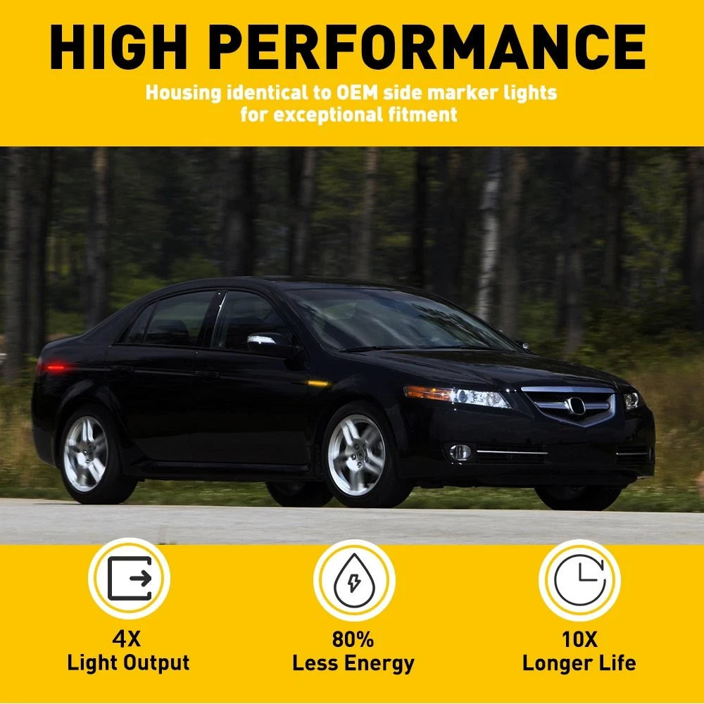 Front Amber & Rear Red Smoke LED Side Marker Lights for Acura TL (2004–2008)