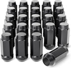 Set of 24 Black Bulge Acorn Lug Nuts for Silverado Ford GMC