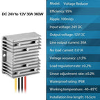 DC 24V to DC 12V 30A Power Converter Regulator for Automotive (Waterproof)