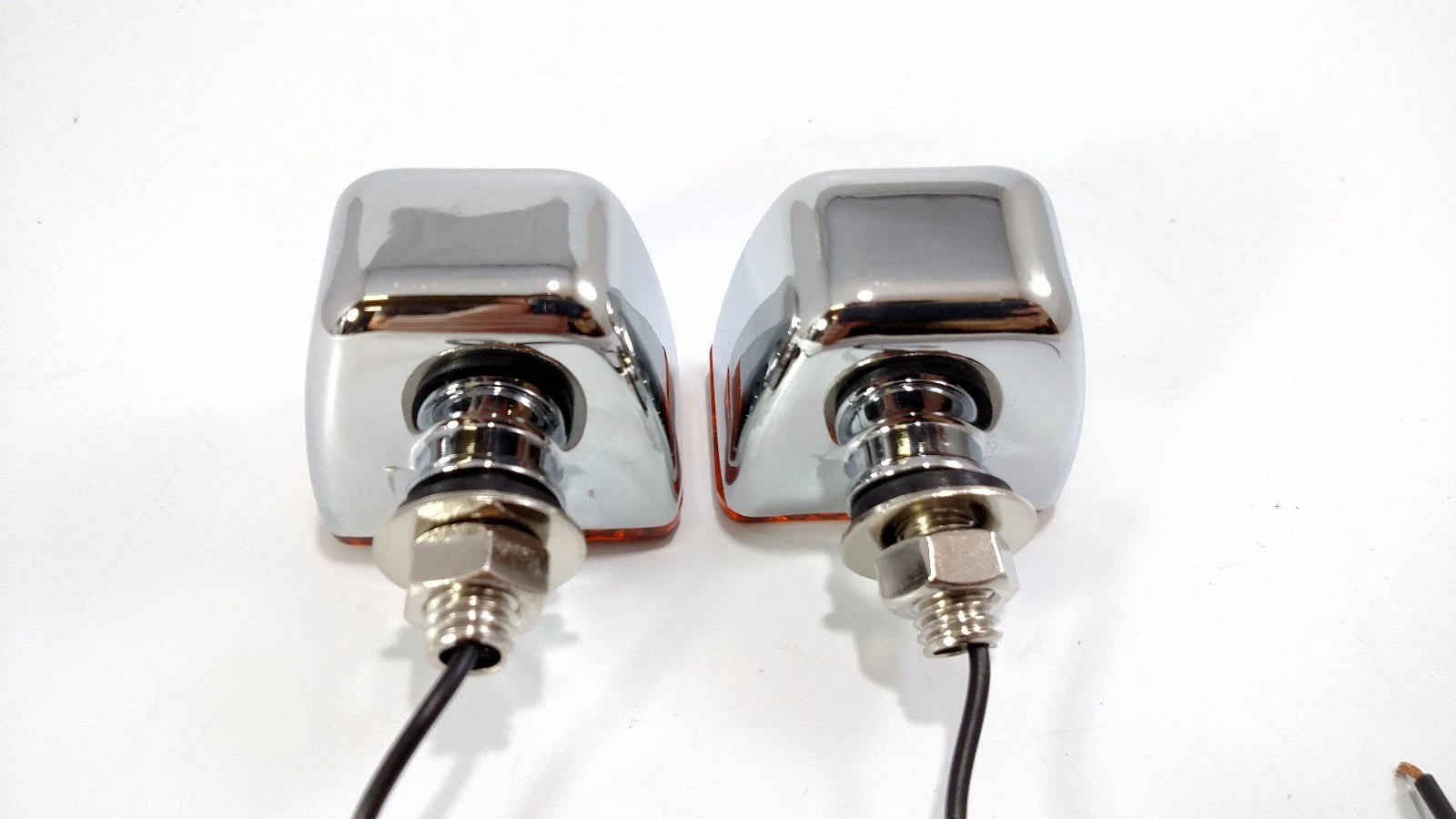 Small Amber Turn Signal Indicator Lights Chrome Replacement for Hot Rod (—)