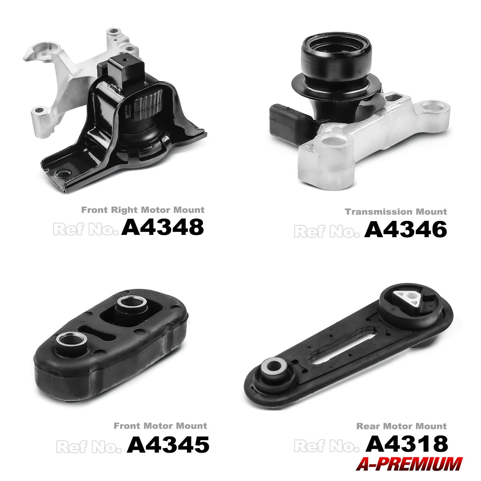 Set of 4 Engine Motor & Transmission Mounts for Nissan Sentra (2007–2012)