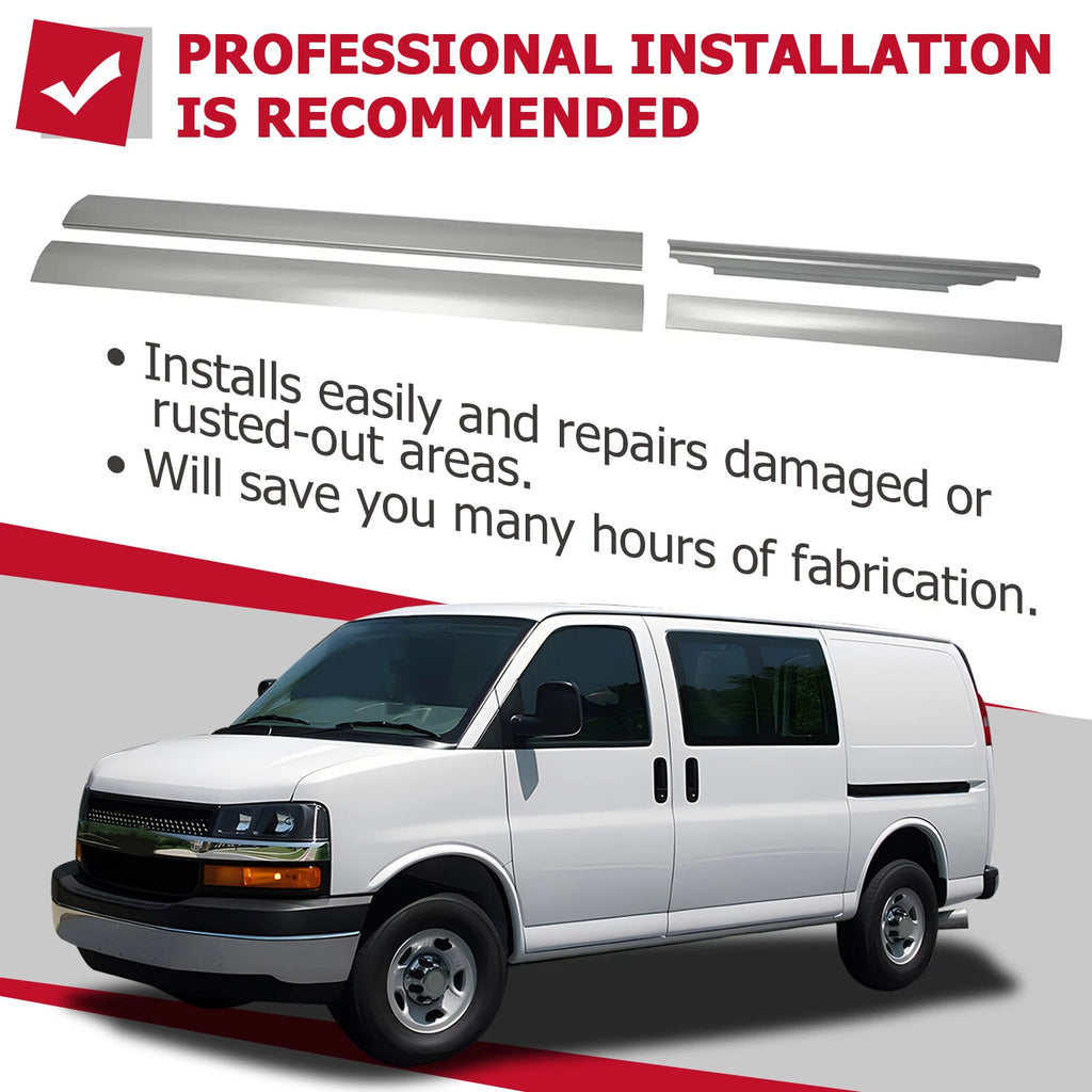 Set of 2 Rocker Panels for Chevy Express GMC Savana Van (1996-2014)