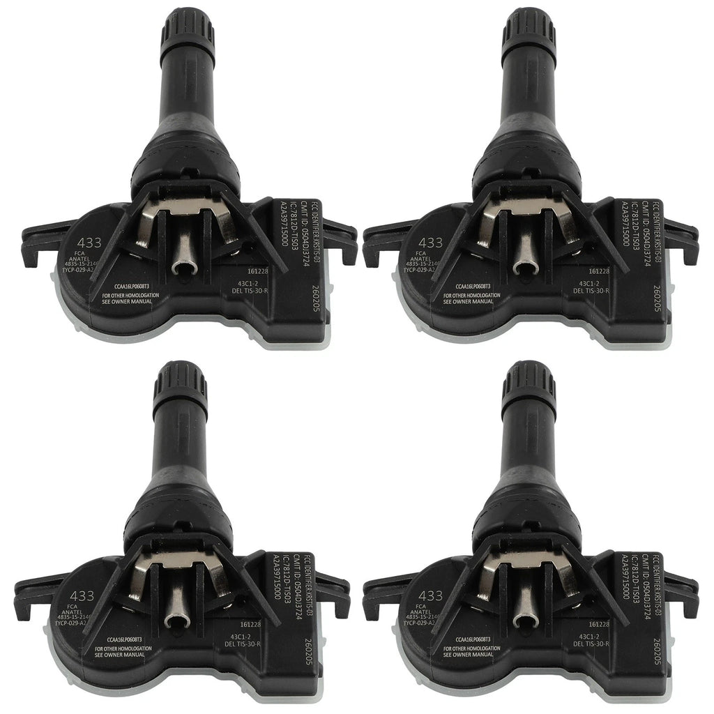 Set of 4 TPMS Tire Pressure Sensors for Dodge Jeep (68193586AC, 68105280AD) 433MHz