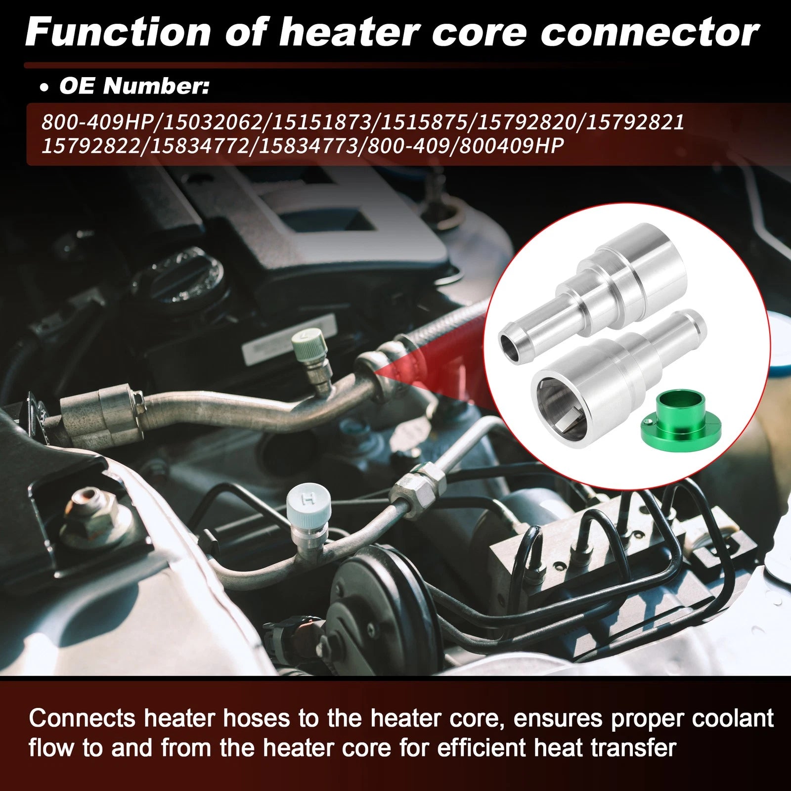 HVAC Heater Hose Connector 800-409HP for Ford GMC Chevrolet 