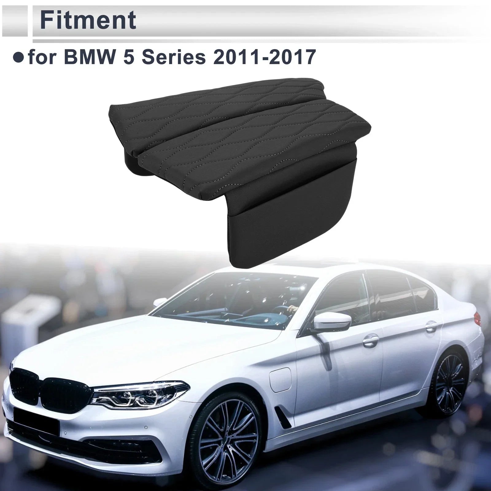 Center Console Cover with Storage Bag for BMW 5 Series (2011-2017) Black 1 Set