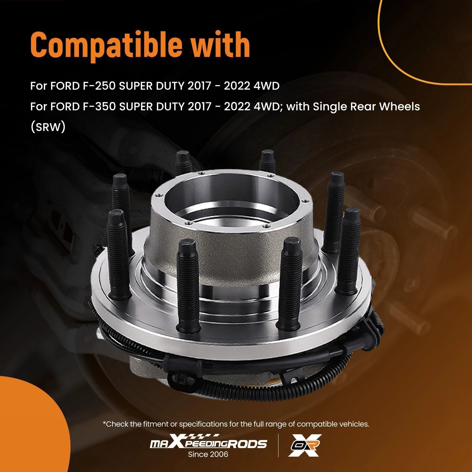 Set of 2 Front Wheel Bearings and Hubs for Ford F-350 Super Duty (2017–2022)