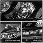 Headlight Assembly Pair for Nissan Pathfinder (2013–2016) Black Housing Clear Lens