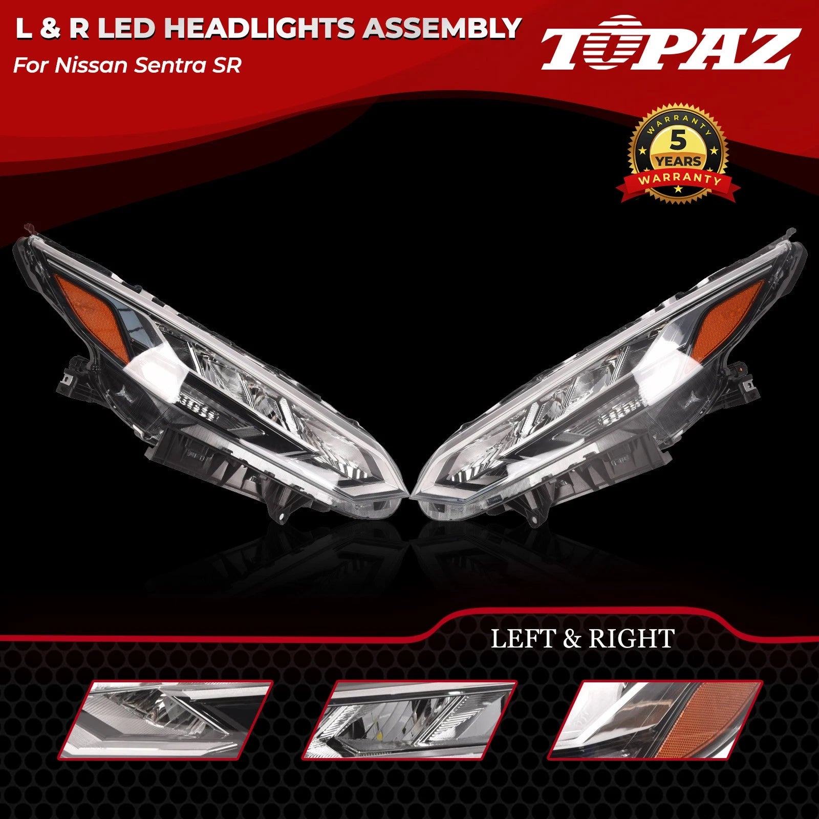 LED Headlight Assembly Set for Nissan Sentra SR (2020–2023)