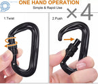 Set of 4 Heavy Duty Locking Carabiners Clips D-Shaped