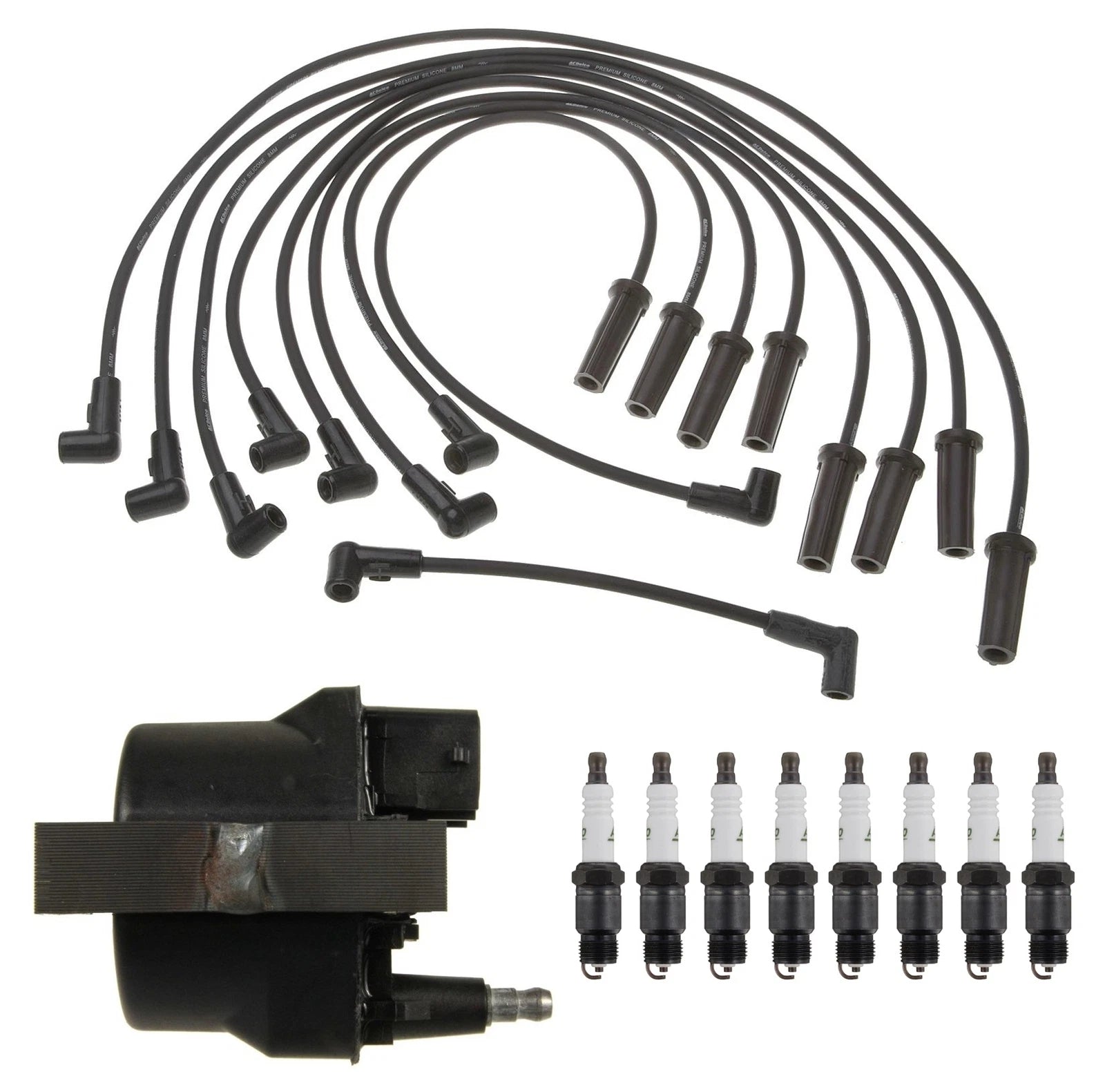 Ignition Wires Coil & 8 Spark Plugs Kit for Chevrolet GMC 7.4L V8 (VIN N)