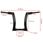 14" Black Rise Ape Hanger Handlebars for Harley Touring