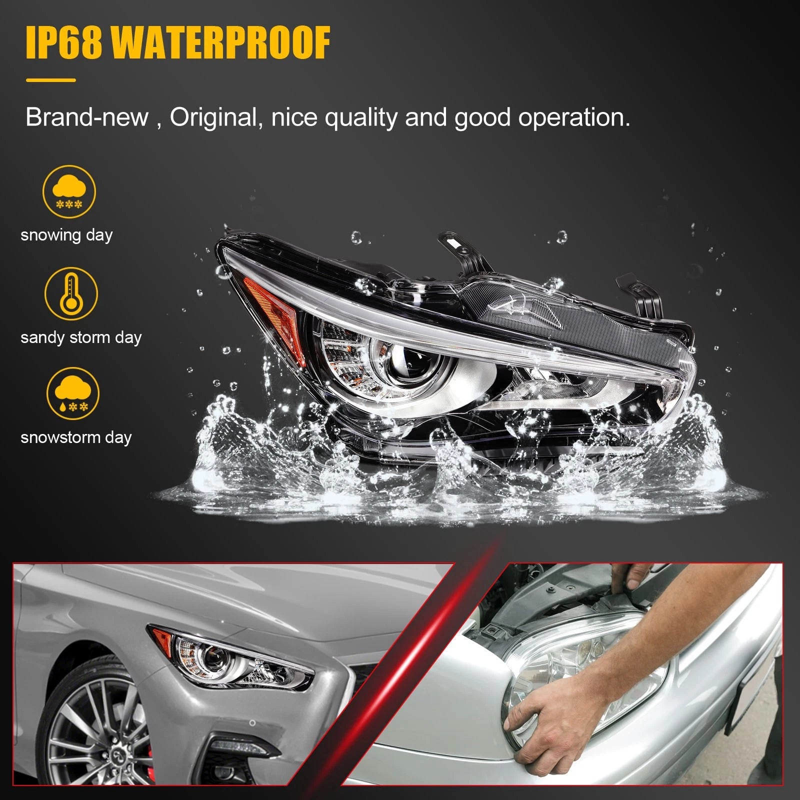 Headlight Set for Infiniti Q50 (2014–2024) LED DRL