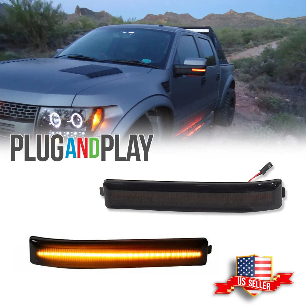 2X LED Side Mirror Reflector Turn Signal Light for Ford F-150 Raptor (2017–2020)