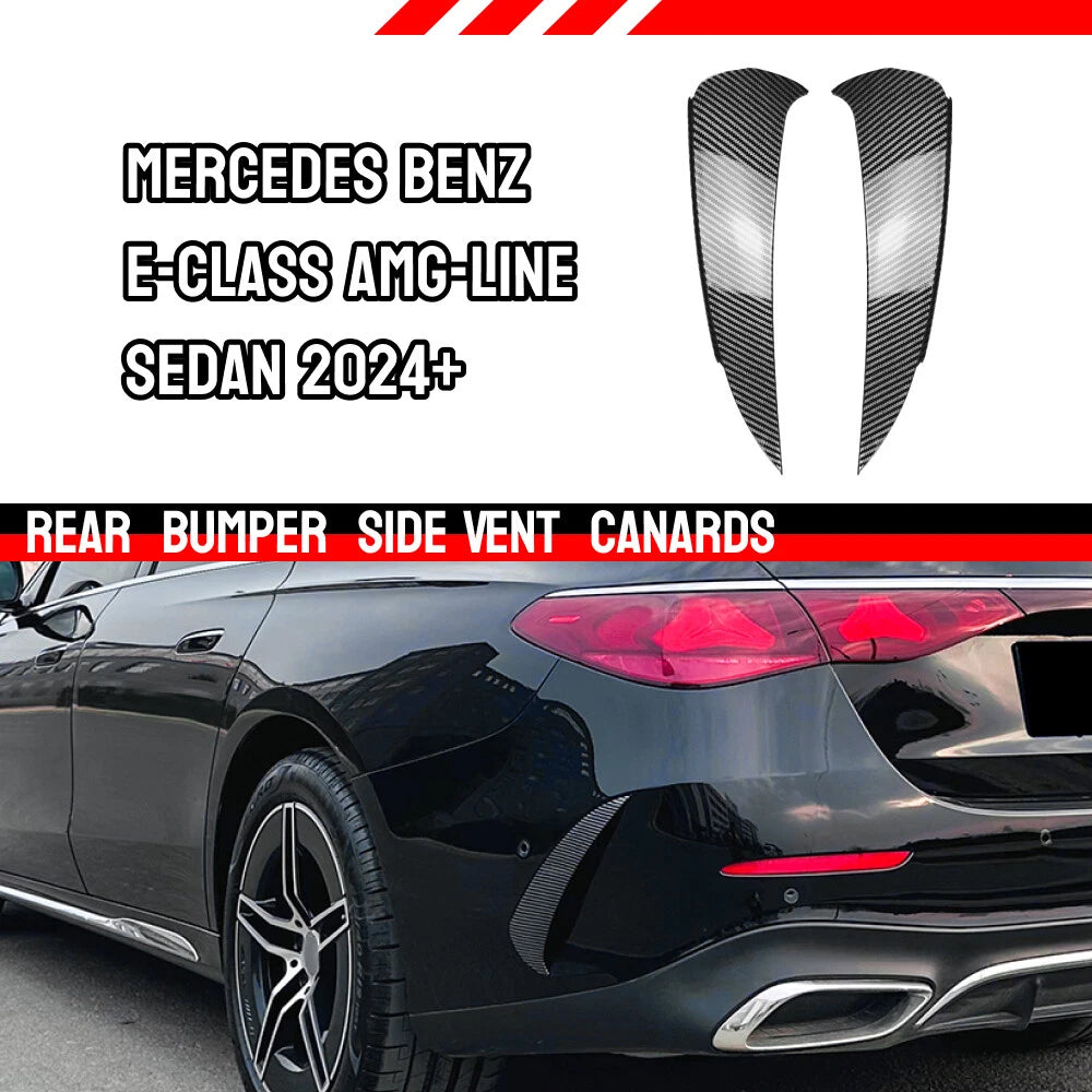 Rear Side Spoiler Canard Cover Trim for Benz E-Class W214 (2024) Carbon Look