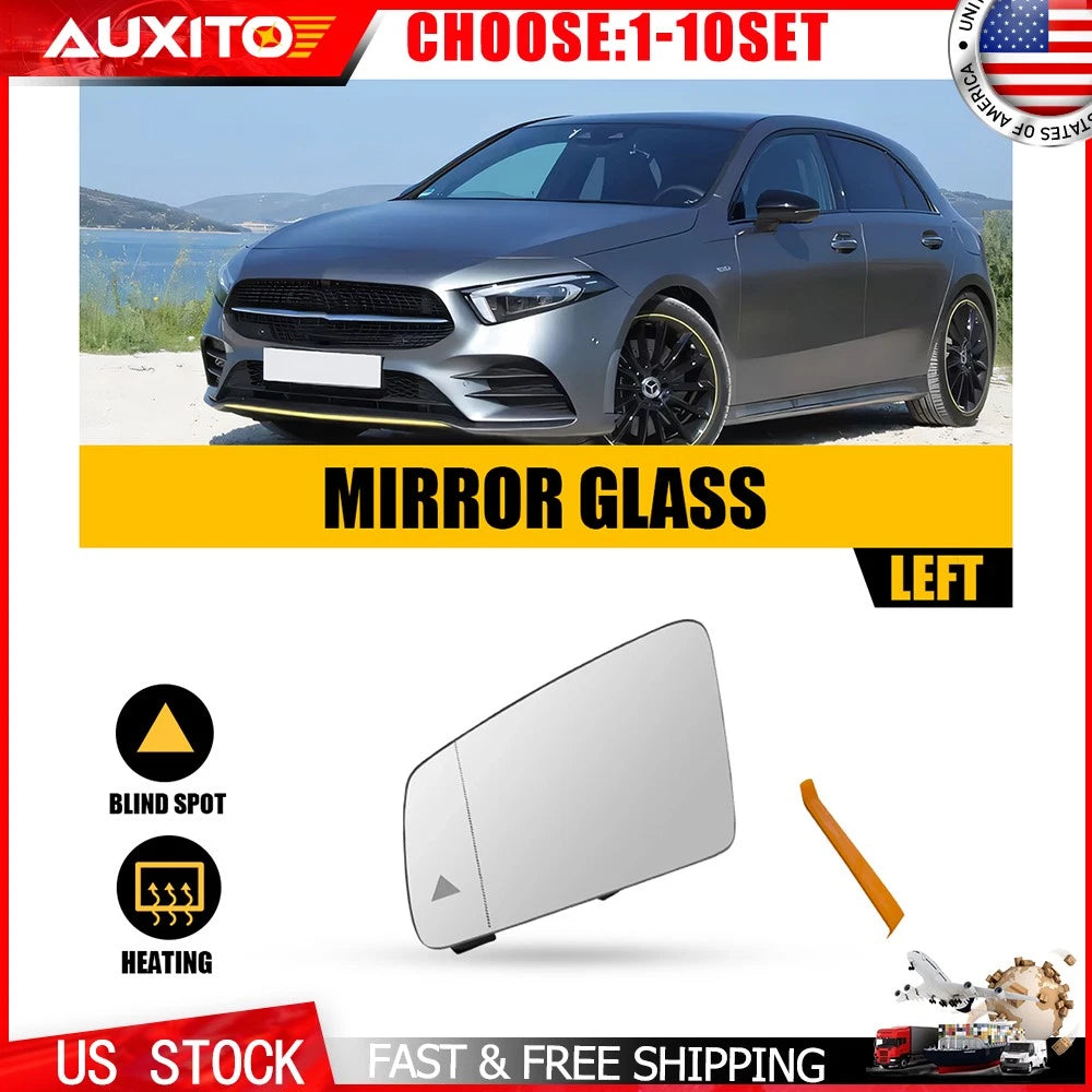 LH Driver Side Mirror Glass Heat W/Blind Spot for Mercedes-Benz W221 (2010–2013)