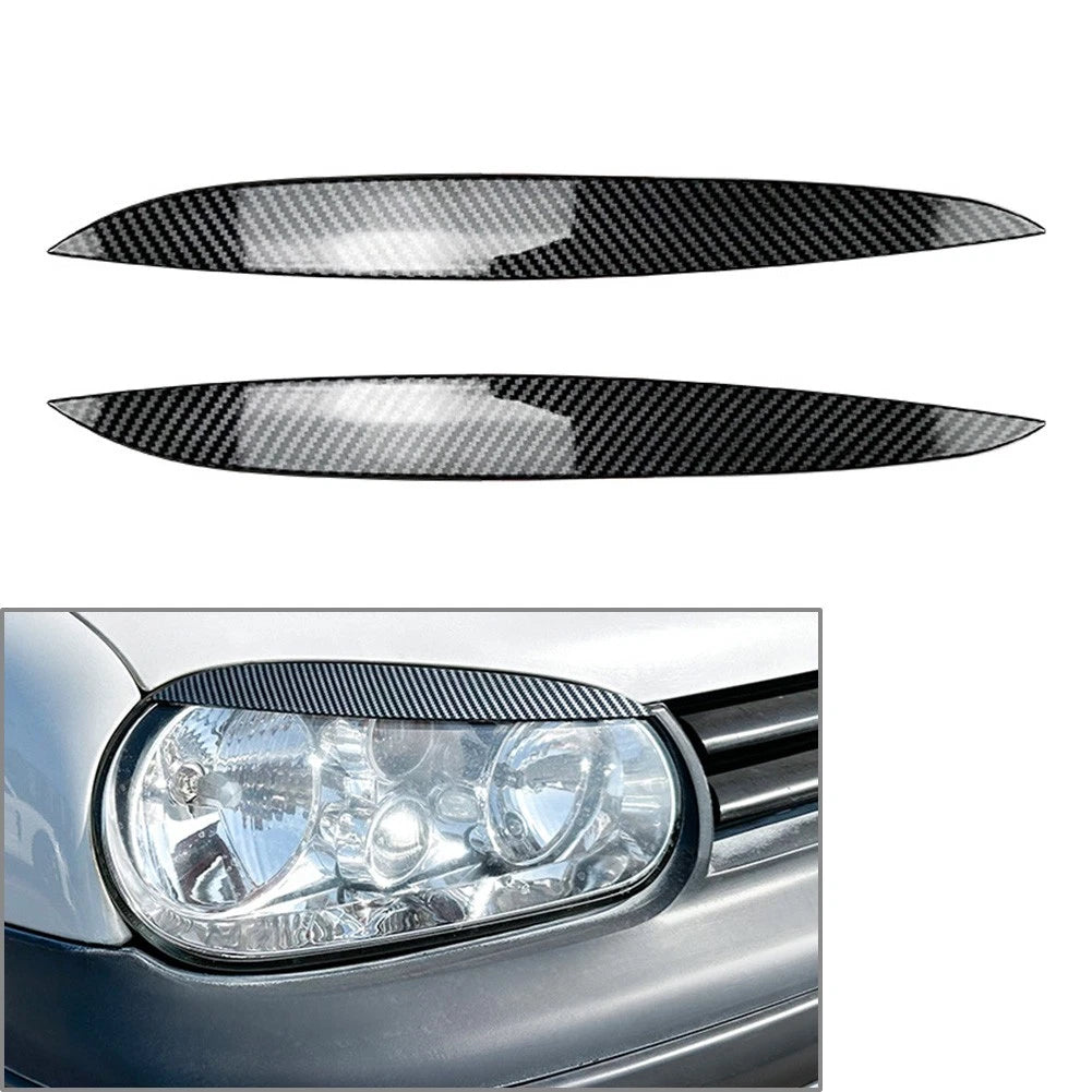 Headlight Eyebrow Eyelid Cover Trim for VW Golf MK4 (1997–2005) Carbon Fiber Black