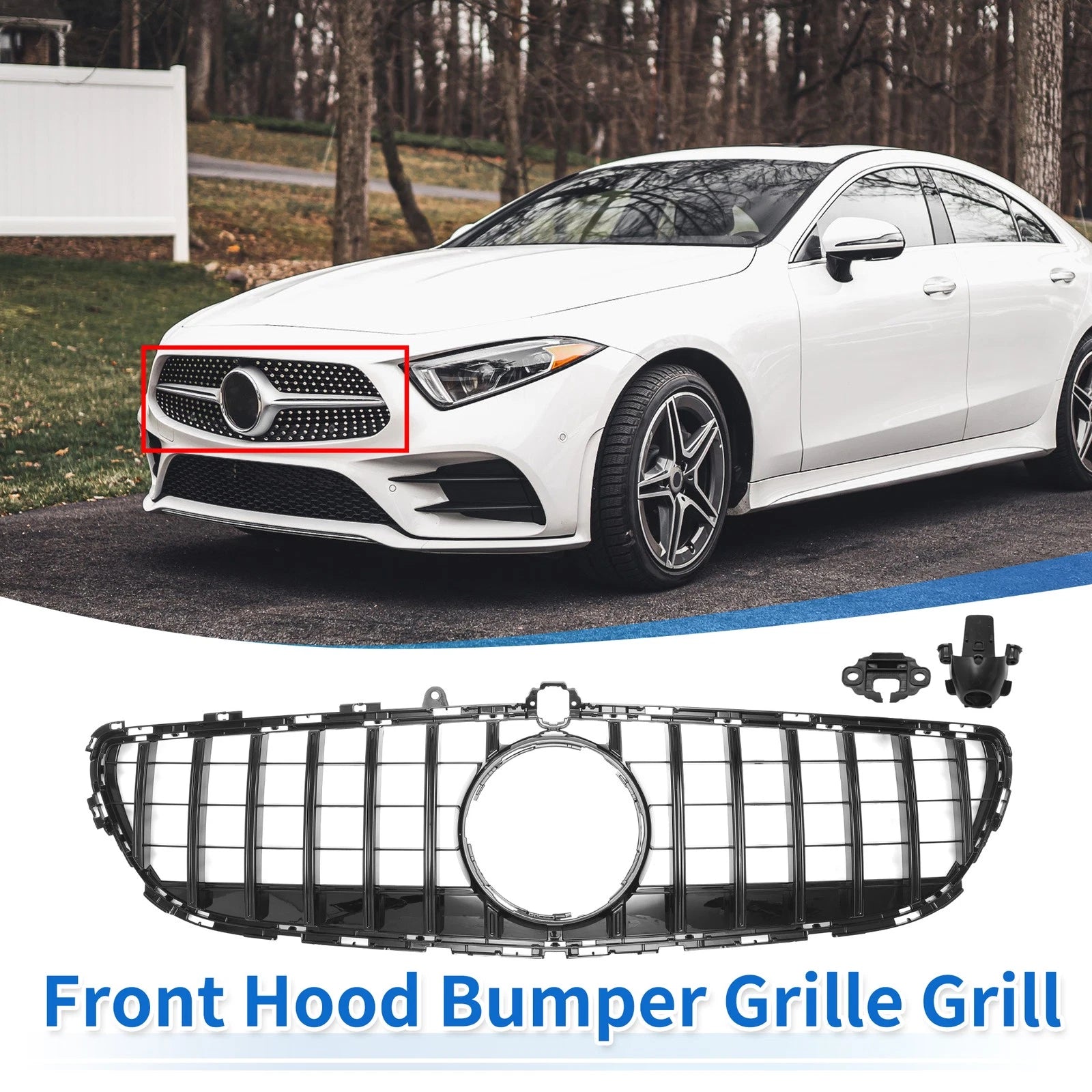 Front Upper Bumper Grille for Mercedes-Benz CLS400 (2015–2018) Black