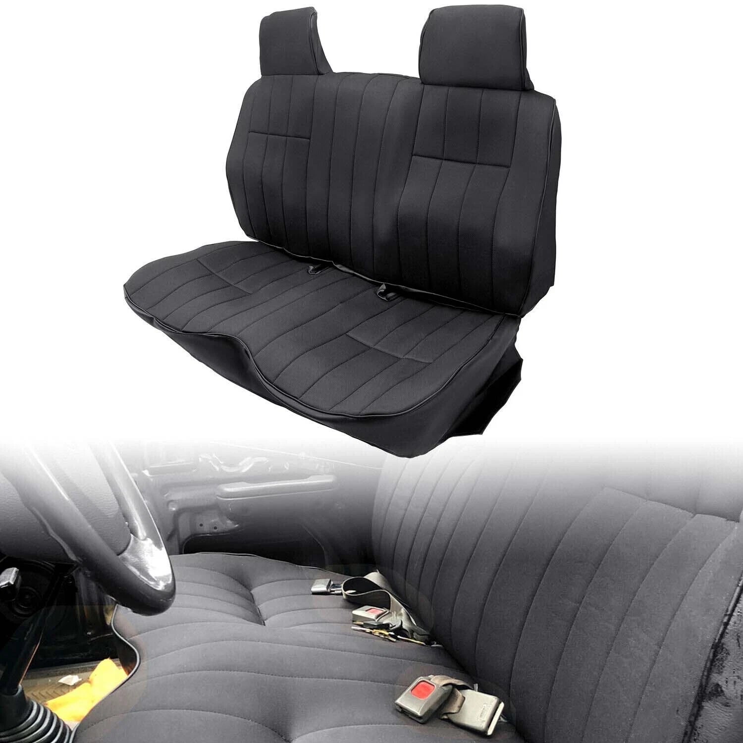 Black Bench Seat Covers for Toyota Pickup (1987–1994) - Replaces Originals