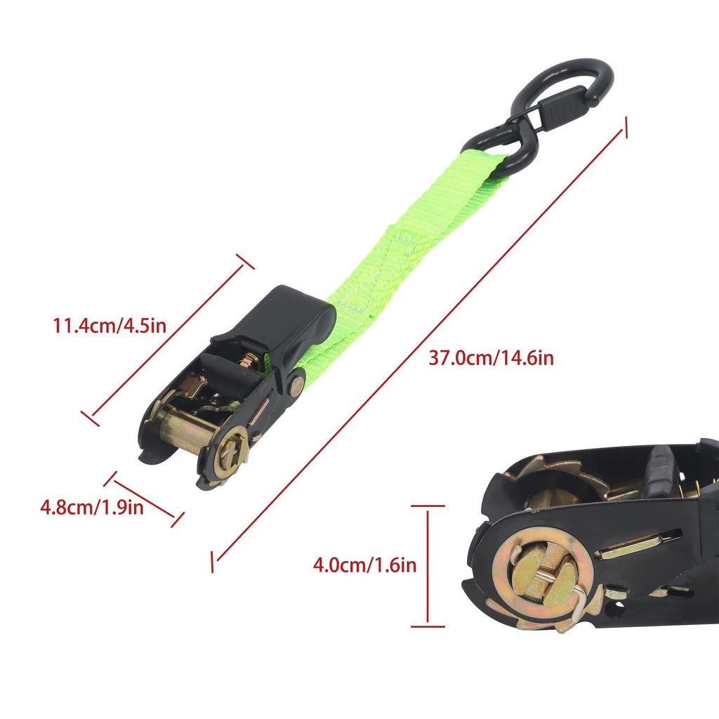 Set of 4 Ratchet Straps for Secure Tie-Downs (2200 lbs, 1 in x 15 ft)