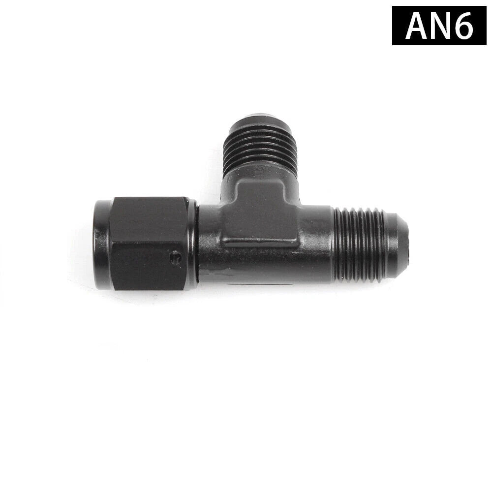 3-Way Tee Fitting Adapter AN4 AN6 AN8 AN10 AN12 Female to Male Black