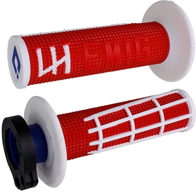 ODI Emig 2.0 V2 Lock-On Grips Red/White for Offroad Motorcycles (2000–2023)