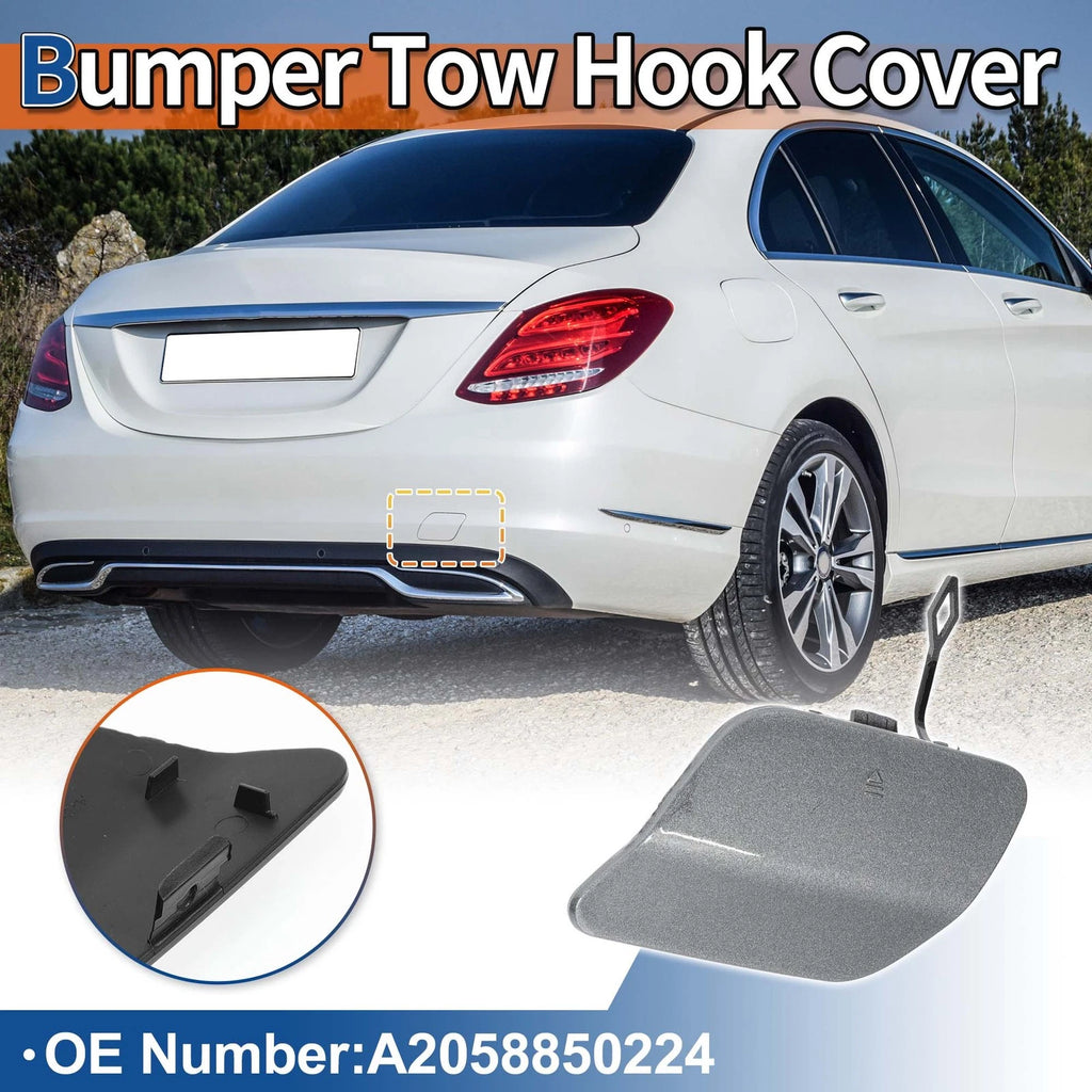 Rear Car Bumper Tow Hook Cover for Mercedes-Benz (2016–2020) No.A2058850224 Dark Silver