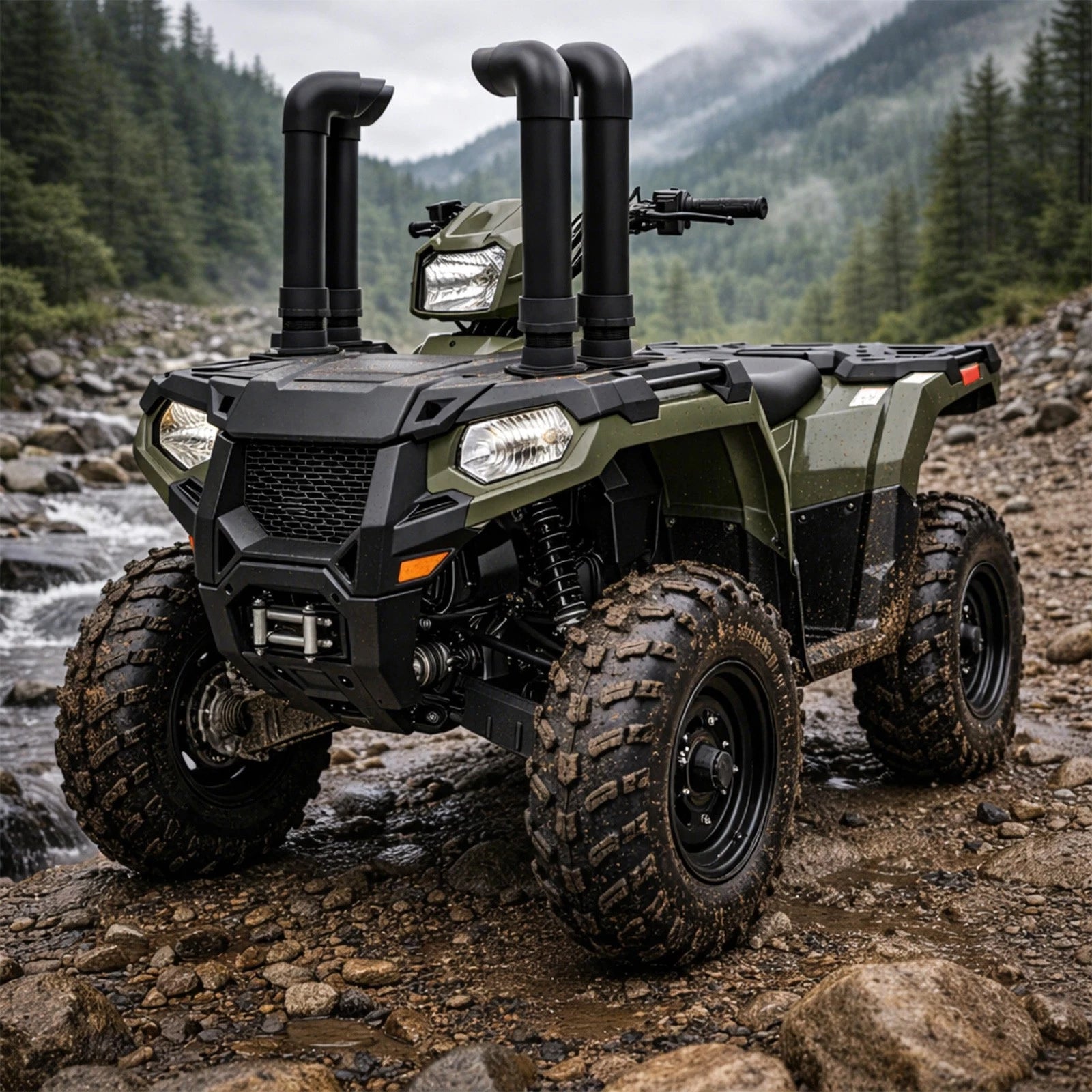 Set of 4 Black Snorkel Kits for Polaris Sportsman 400 500 600 700 800 (1994–2014)
