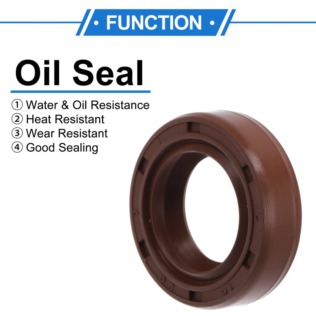 Set of 2 Oil Seal Rotary Shaft Seal FKM Rubber 16x26x7mm