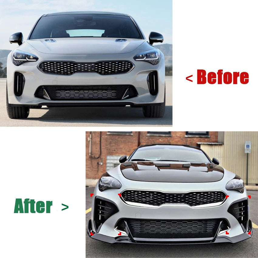 Front Bumper Vent Grill Blade Trim Cover Gloss Black for KIA Stinger GT (2017–2023)