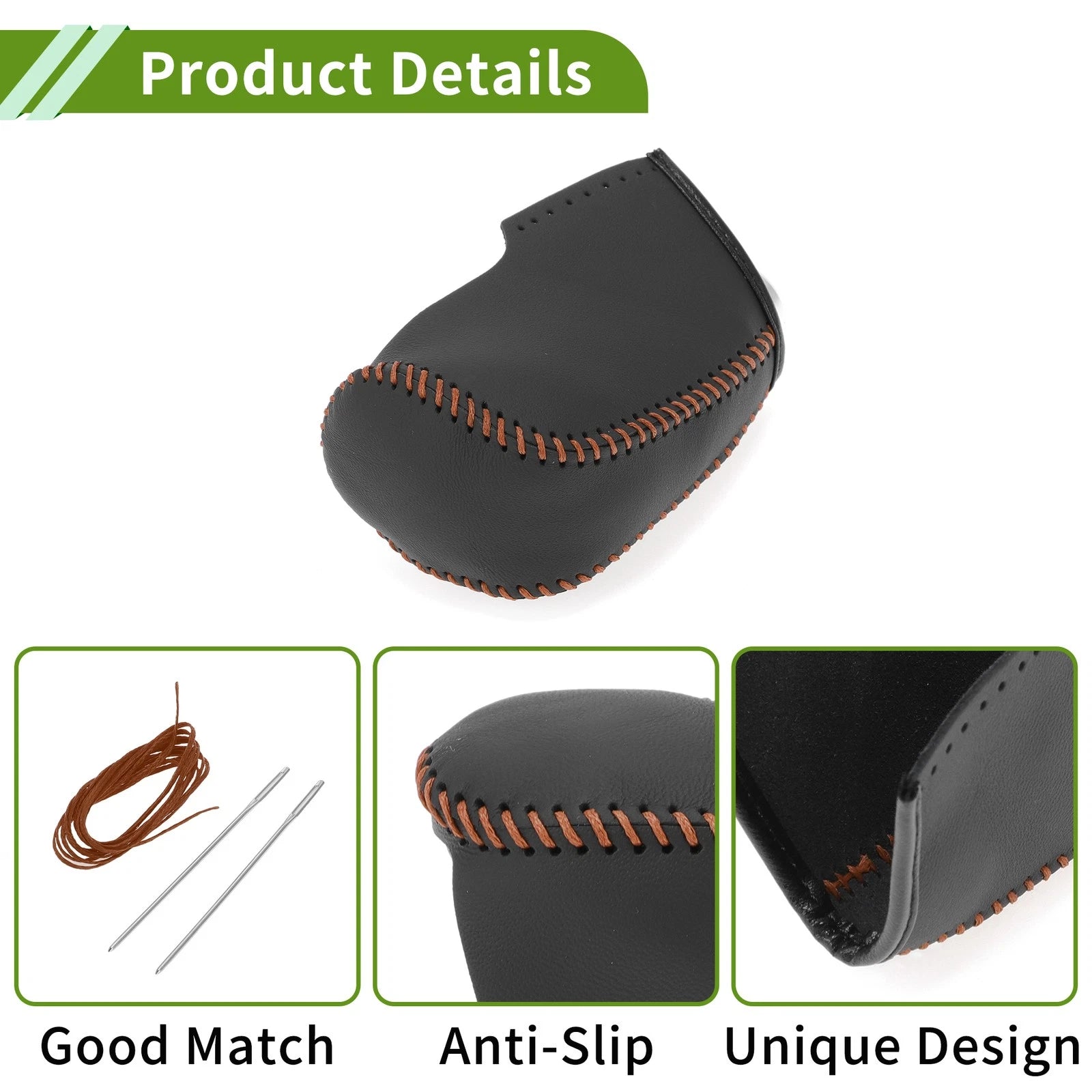 Gear Shift Knob Cover for Nissan Altima (2013–2018) Black Brown Faux Leather