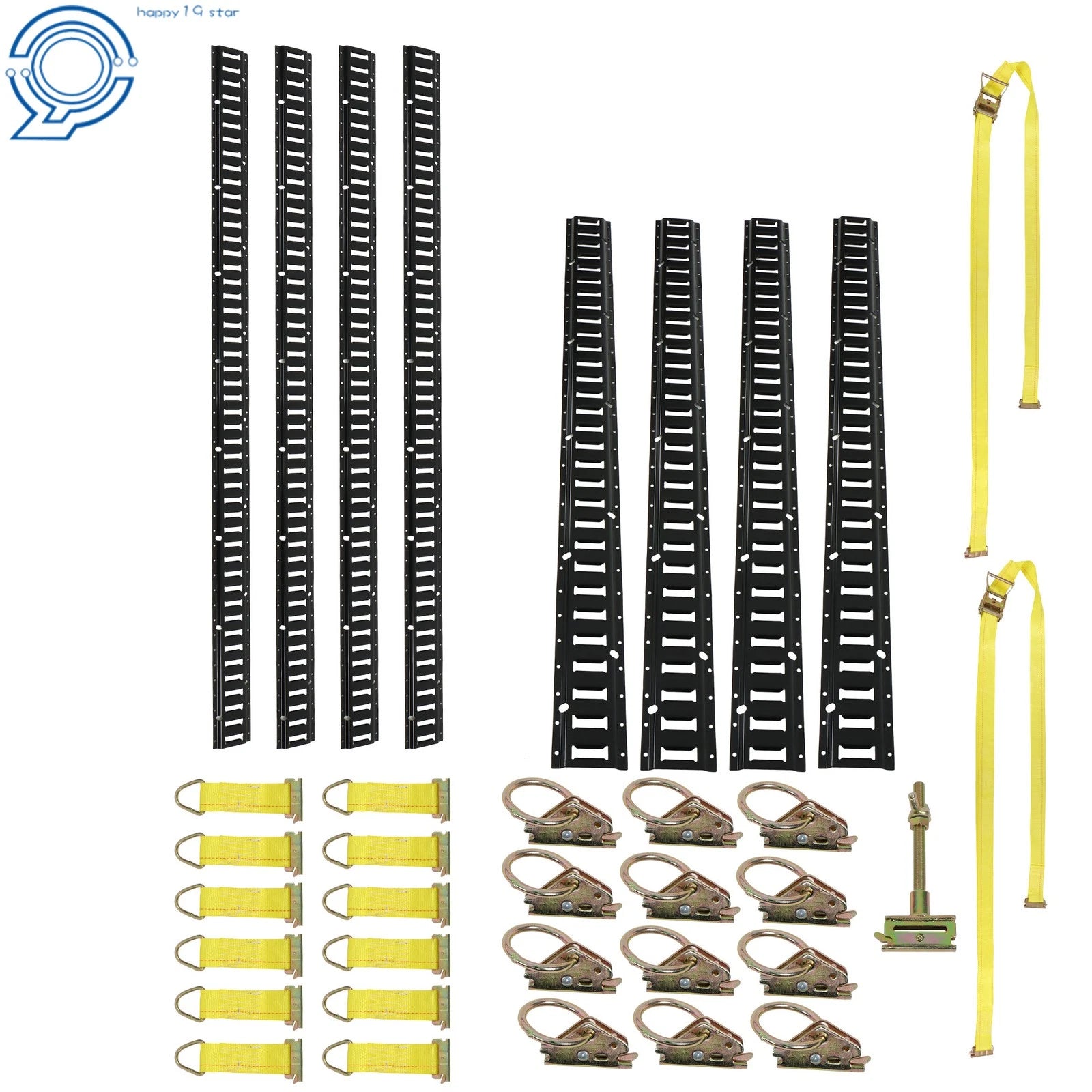 Set of 4 E Rails with 12 O-Rings and 12 D-Rings for Truck