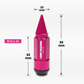 Set of 20 M12X1.5 Pink JDM Cone Spiked Cap Wheel Lug Nuts + Extension 23mmx83mm