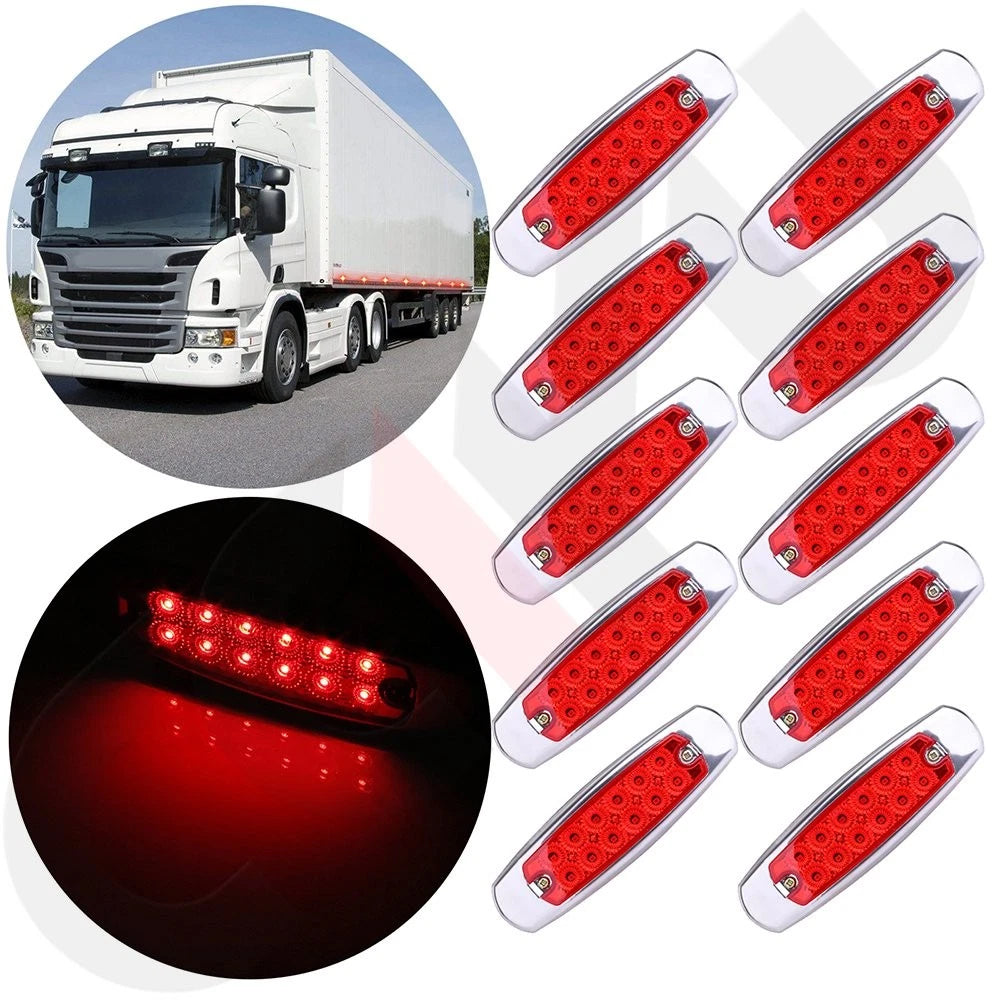 10 Pack LED Side Marker Lamps for Freightliner Truck Trailer (12V)